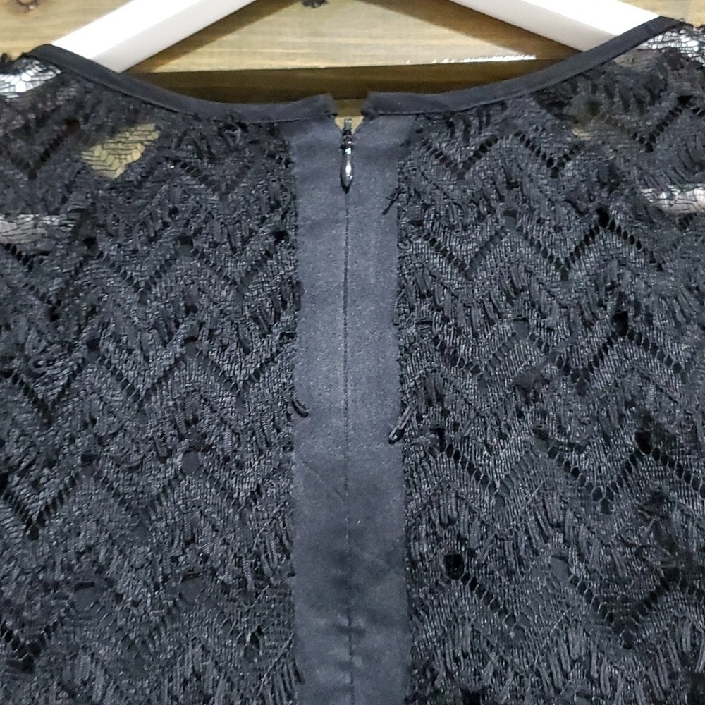 NANETTE LEPORE BLACK LACE LONG SLEEVE ZIGZAG TUNIC A-LINE  DRESS XS Whimsy Goth - Picture 8 of 11